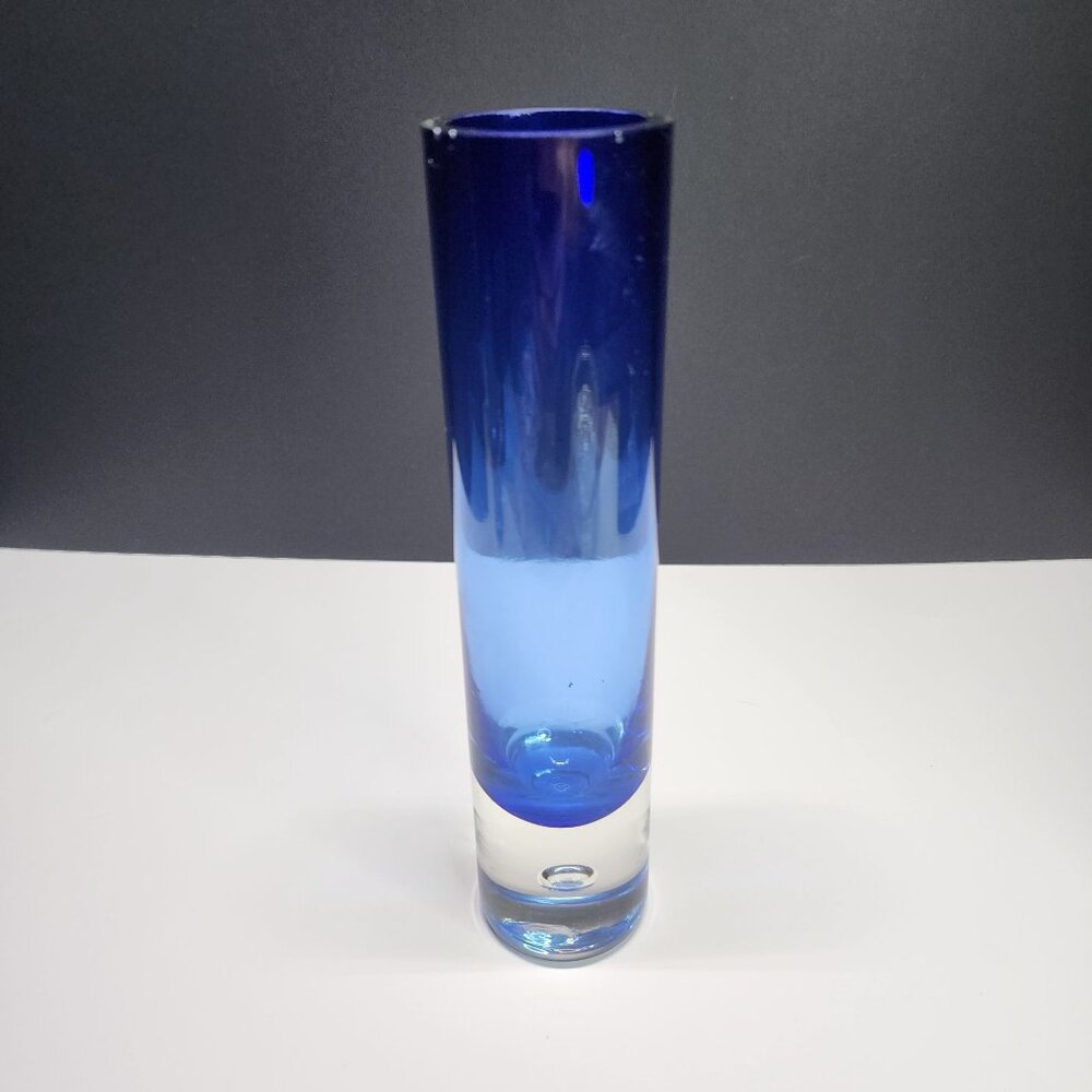 Hadeland Will Johansson Glass Bubble Vase Blue 8.5'' Tall